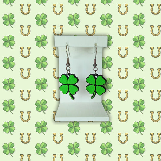 Pendientes 3D "Trébol 4 hojas" - Product Image