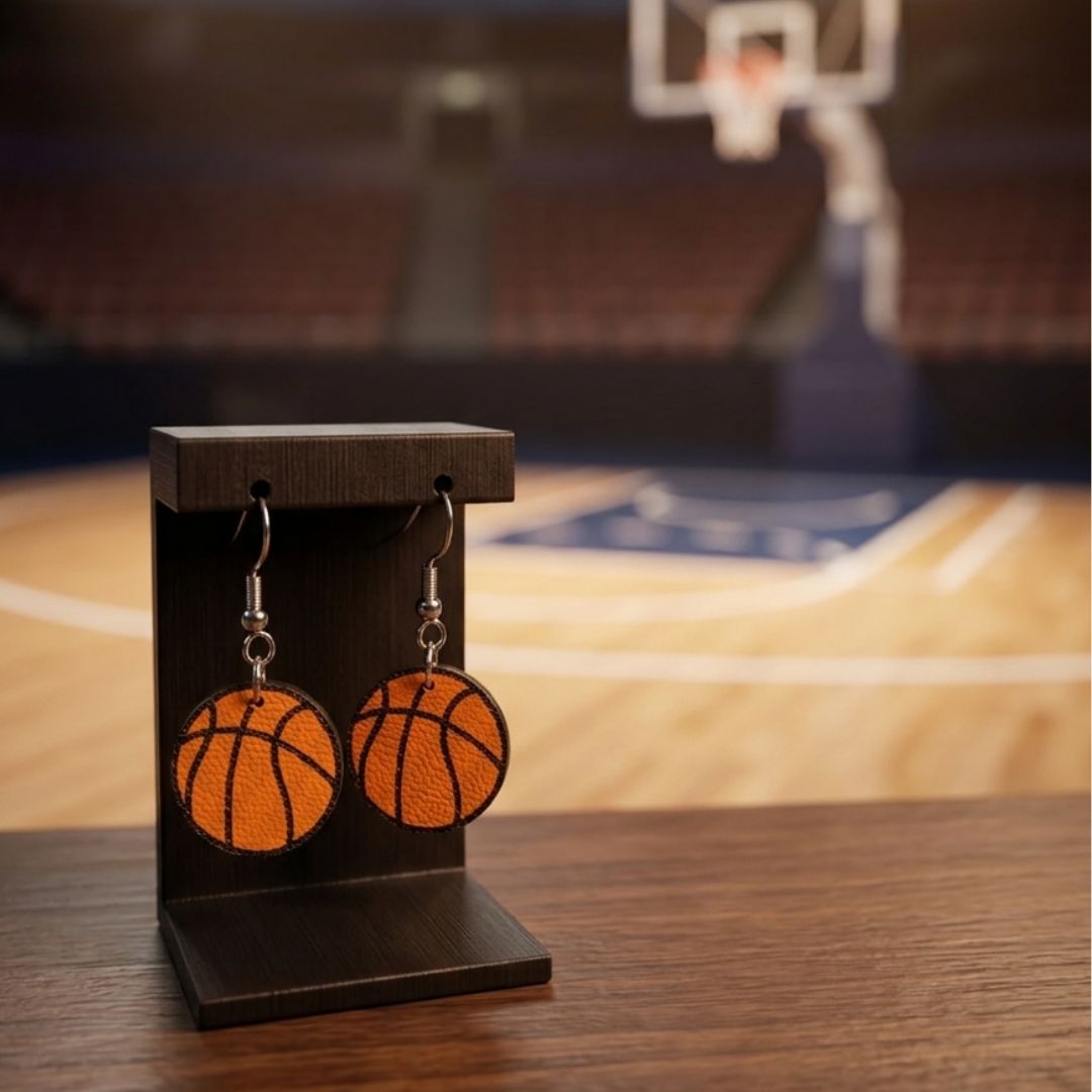 Pendientes 3D "Pelota baloncesto"