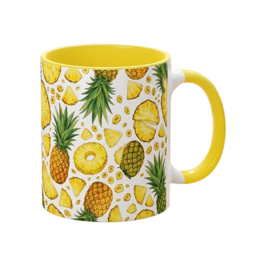 Taza bicolor amarilla "Piña"