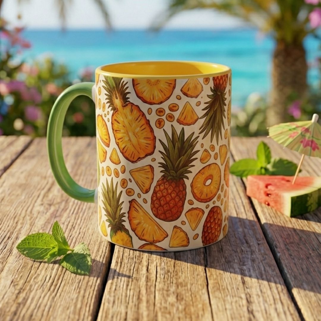 Taza bicolor amarilla "Piña"
