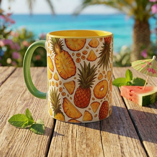 Taza bicolor amarilla "Piña"