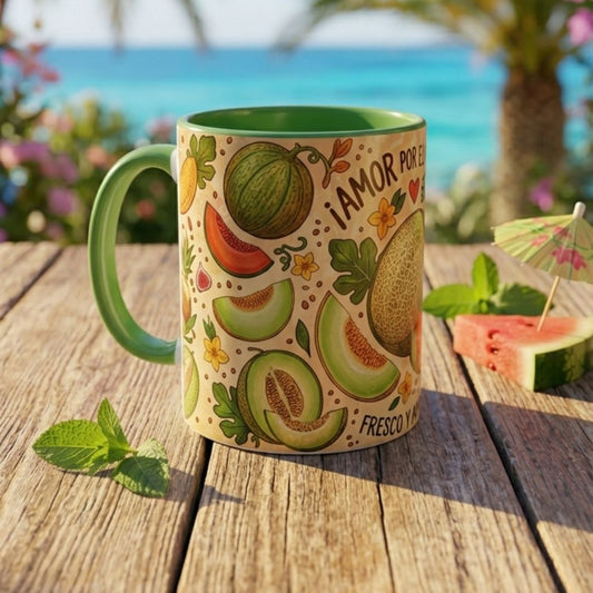 Taza bicolor verde "Melón"