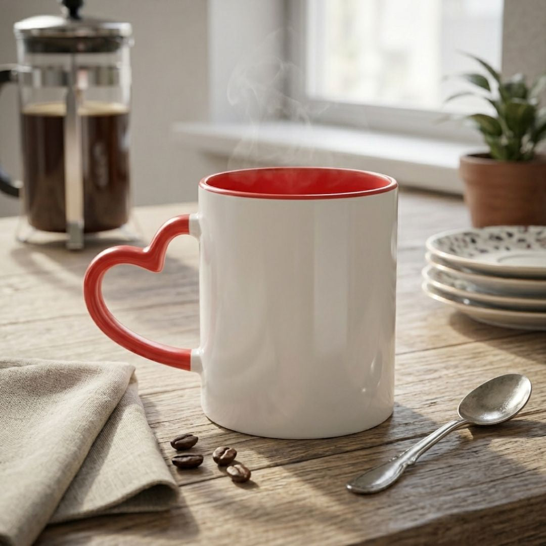 Taza asa corazón roja personalizada